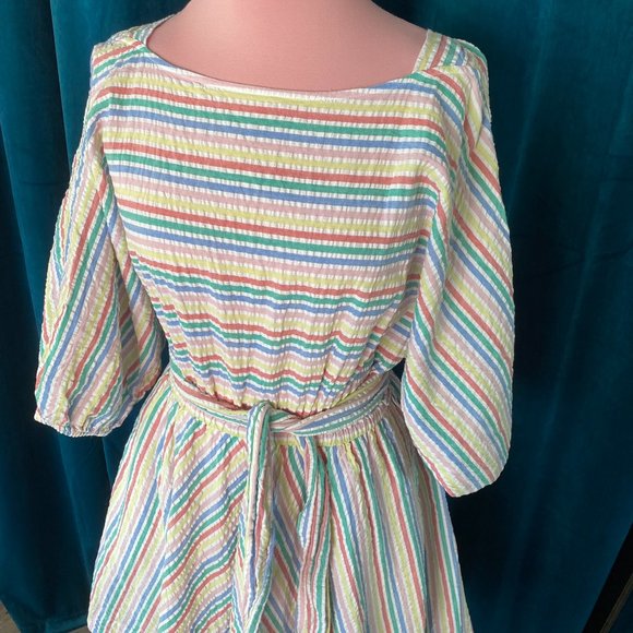 J. Crew Rainbow Stripes Seersucker Mini Dress - Picture 6 of 13
